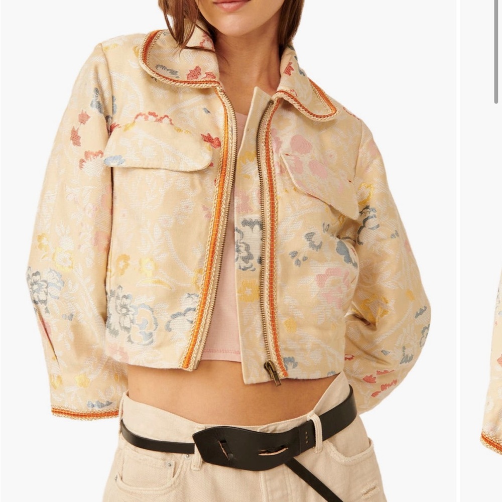 Free People Margot Floral Crop Jacket